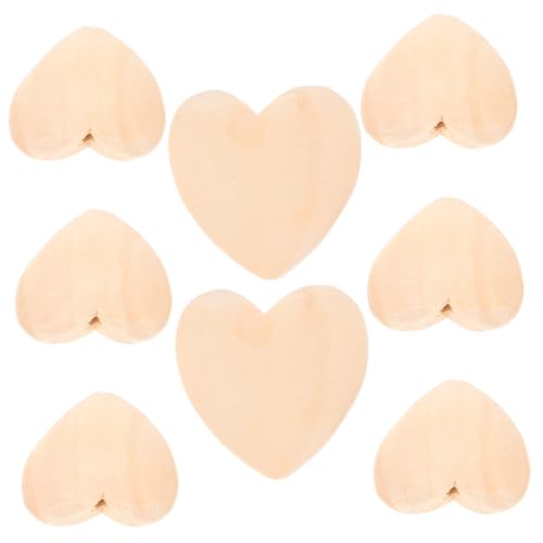 Gadpiparty 8Stücke DIY Herz Holzperlen Unbehandelte Holzperlen für Schmuckherstellung Große Herz Abstandsperlen für Armbänder und Bastelprojekte von Gadpiparty