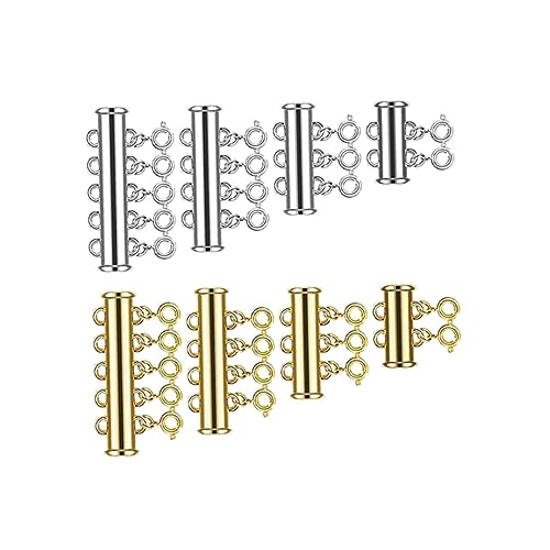 Gadpiparty 8Stücke Teiliges Magnetverschluss Für Armbänder Und Halsketten Starke Haltekraft Mehrreihige Schnallen Für DIY Schmuck Silber Für Schmuckherstellung von Gadpiparty