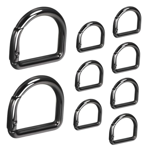 Gadpiparty 9 Stück Federspule schnappen Schlüsselringe D-Ring-Haken Frühling rucksack zubehör schlüsselanhanger Feder-Schlüsselanhänger mit Metallringschnalle Mini-Karabiner Legierung Black von Gadpiparty