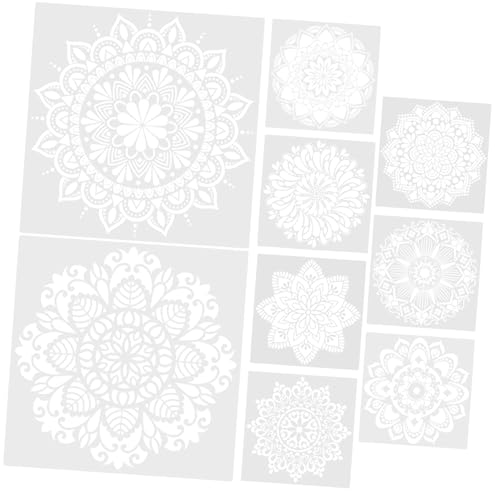 Gadpiparty 9 Stück Malvorlage Wandhängedekoration Große Schablonen Zum Malen Mandala-schablone Wandkunst Malschablonen Wanddekoration Vorlagen Schablonen Plastik Weiß von Gadpiparty