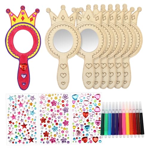 Gadpiparty Bastelset Holzspiegel Krone Teiliges DIY Handspiegel für Aquarellstiften und Glitzersteinen Unbemalte Holzspiegel zum Bemalen für Geburtstagsfeier Gadpiparty Bastelset Holzspiegel Krone Teiliges DIY Handspiegel für Aquarellstiften und Glitzersteinen Unbemalte Holzspiegel zum Bemalen für Geburtstagsfeier von Gadpiparty
