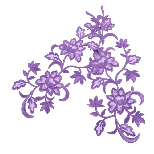 Gadpiparty Bestickte Blumen Aufnäher zum Aufbügeln Dekorative Blumen Applikationen für Kleidung Kleider Hüte Jeans Vielseitige DIY Stoffverzierung Lila Detailreiche Stickerei von Gadpiparty