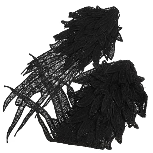 Gadpiparty Bestickte Engelsflügel Spitzenapplikationen Mehrlagige Schwarze Spitzenflicken zum Aufnähen und Aufbügeln Dekorative DIY Kleidung Reparatur Patches für Individuelle von Gadpiparty