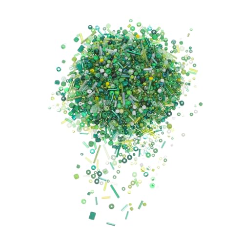 Gadpiparty Beutel Gemischte Grüne Glasperlen Mini Röhrenperlen für Schmuckherstellung Lose Spacer Perlen für Armbänder Halsketten Stickerei und Bastelprojekte von Gadpiparty