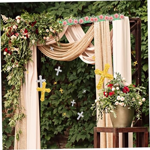 Gadpiparty Beutel Papierkonfetti Kreuz Christliche Dekoration Glitzer Konfetti für Taufe Party Deko Gold Silber Festlich Leicht Handhabbar von Gadpiparty