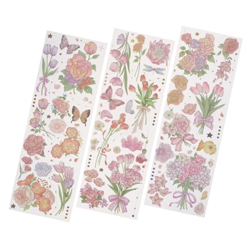 Gadpiparty Blumenaufkleber Dekorative Scrapbooking Dekoration Blumenaufkleber Blumenmuster Aufkleber Schreibwarenaufkleber Scrapbook Zubehör Für Erwachsene Vintage von Gadpiparty