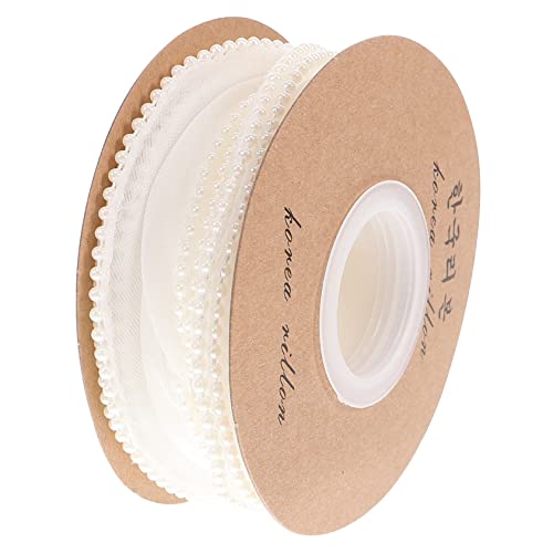 Gadpiparty Breites Geschenkband mit Perlen Dekoratives Verpackungsband für Blumensträuße Hochzeiten und Bastelprojekte Yards ca Perlweiß Strapazierfähig und von Gadpiparty