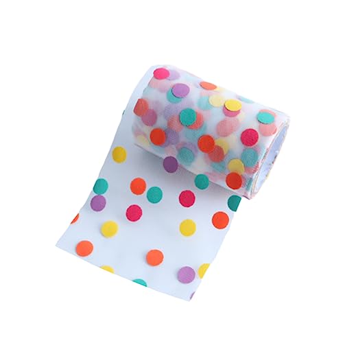 Gadpiparty Bunt Gepunktetes Gauze Band Yards Weiches Strapazierfähiges Blumenband für Geschenkverpackung Hochzeitsschmuck und Dekoration mit Farbenfrohen Punkten Weißem Grund von Gadpiparty