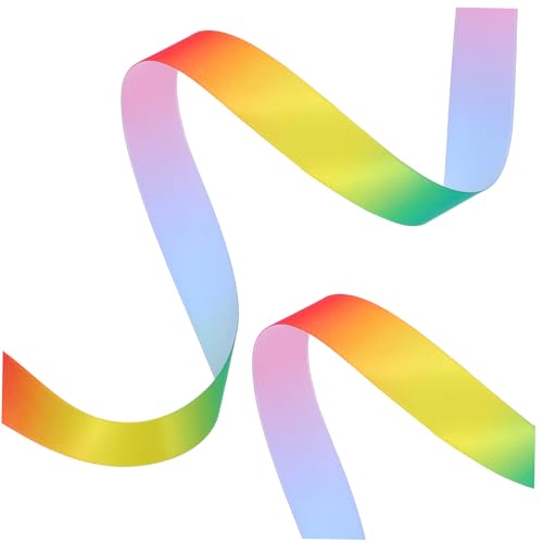 Gadpiparty Bunte Regenbogen Stoffband Yards Polyester Geschenkband Einseitig Glänzend für Blumensträuße Tortendeko Party Verpackung DIY Basteln von Gadpiparty