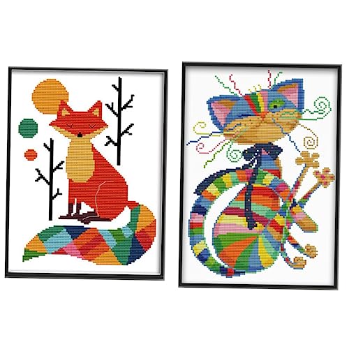 Gadpiparty Diy Kreuzstich Stickset für Anfänger Teiliges Set mit Farbverlauf Katzen und Fuchs Einfache Handarbeit für Kreative Bastelprojekte für Stickerei und Gadpiparty Diy Kreuzstich Stickset für Anfänger Teiliges Set mit Farbverlauf Katzen und Fuchs Einfache Handarbeit für Kreative Bastelprojekte für Stickerei und von Gadpiparty