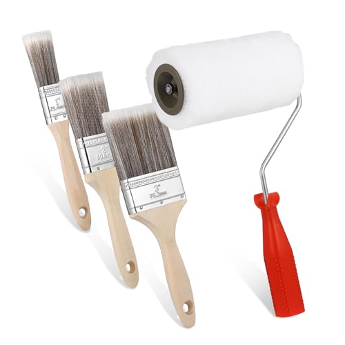 Gadpiparty Flachpinsel mit Holzgriff und Farbroller Vielseitige Lackierpinsel für Lacke Lasuren Epoxidharz für Wände Einfache Reinigung und Wiederverwendung Gadpiparty Flachpinsel mit Holzgriff und Farbroller Vielseitige Lackierpinsel für Lacke Lasuren Epoxidharz für Wände Einfache Reinigung und Wiederverwendung von Gadpiparty