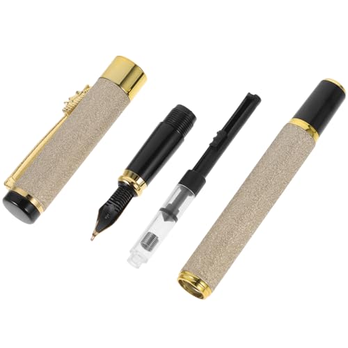 Gadpiparty Frosted Pole Schild Stift Zeichenstifte Füller Kalligraphie-Füllfederhalter Tinte Füllfederhalter schreiben Füllfederhalter aus Metall in Ordnung Büro Stift Eisen Beige von Gadpiparty