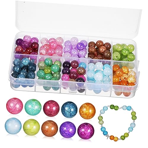 Gadpiparty Glasperlen mit Rissmuster Bastelperlen für Schmuckherstellung für Armbänder Ohrringe Halsketten und Mehr Plastikbox zur Aufbewahrung von Gadpiparty