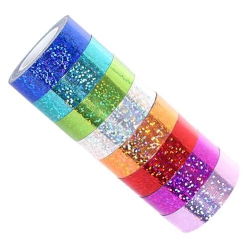 Gadpiparty Glitzerndes Holografisches Klebeband Farben Bastelband mit Starkem Klebstoff für Scrapbooking Geschenkverpackung und Festliche Dekorationen Reflektierendes Masking Tape für DIY von Gadpiparty
