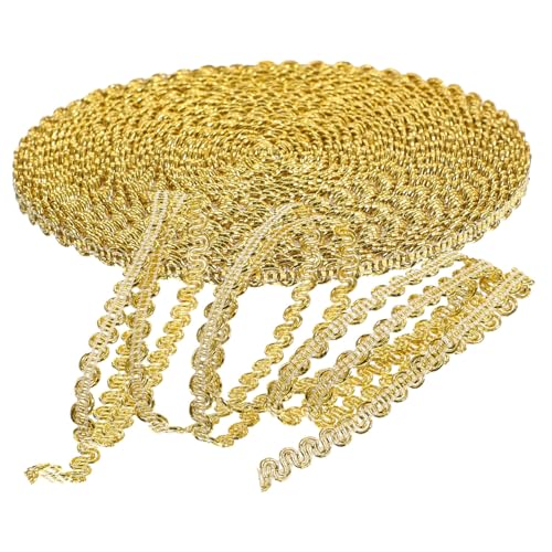 Gadpiparty Gold Metallic Gimp Braid Spitzenband Polyester Flechtspitze für DIY Hochzeits Brautschmuck Nähzubehör Festliche Bestickungsborte Gadpiparty Gold Metallic Gimp Braid Spitzenband Polyester Flechtspitze für DIY Hochzeits Brautschmuck Nähzubehör Festliche Bestickungsborte von Gadpiparty