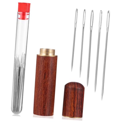 Gadpiparty Großäugige Sticknadeln aus Edelstahl mit Holzbox Rostfreie Nähnadeln für Handnähen Sticken Stricken Vielseitig Einsetzbar Geschenk für DIY nähprojekte von Gadpiparty