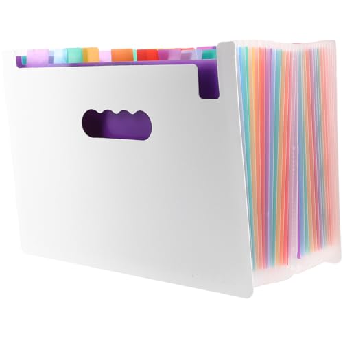 Gadpiparty Großer Kapazitäts Aktenordner mit Tragbarem Design Bunte Dokumentenmappe für Büro und Zuhause Organisieren von Unterlagen Rechnungen und Fächer Weiß Rainbow von Gadpiparty