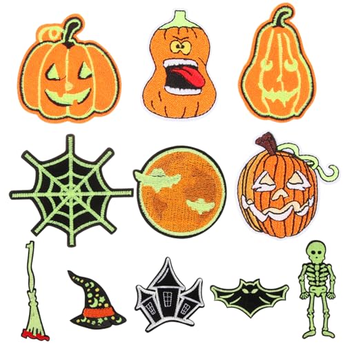 Gadpiparty Halloween Stoffaufnäher mit Selbstklebenden Bestickten Applikationen für Kleidung Rucksäcke DIY Dekoration und Reparatur Waschbar und Einfach Anzubringen von Gadpiparty