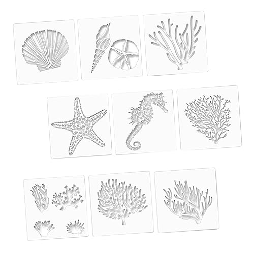 Gadpiparty Hollow Painting Stencils Set für Teiliges Set mit Meeresmotiven Wiederverwendbare Schablonen für Diy Projekte Wandmalerei und Heimdekoration Transparent von Gadpiparty