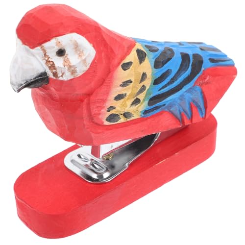 Gadpiparty Holz Tier Heftgerät für Büro Kreatives Design Handgefertigter Animal Stapler Rote Papagei Dekoratives Schreibwaren Accessoire für Erwachsene Robustes Holz Einzigartiges Tiermotiv von Gadpiparty