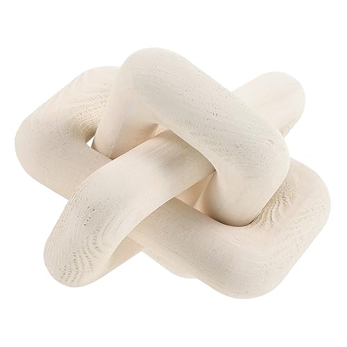 Gadpiparty Holzkette Drei-Ring-Schnalle rustikal geschnitzt Objekt Tischdeko im Wohnzimmer Wohnaccessoires Heimtextilien für Wohnzimmer Wohnkultur Office Desktop Ornament Weiß von Gadpiparty