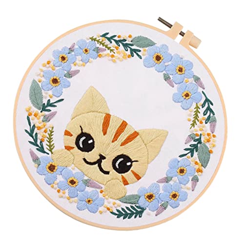 Gadpiparty Katzenmuster Stickset für Anfänger Unvollständiges Diy Stickerei Kit mit Anleitung für Kreative Handarbeiten Illustrationen zur Anleitung und Rahmung für Zuhause von Gadpiparty