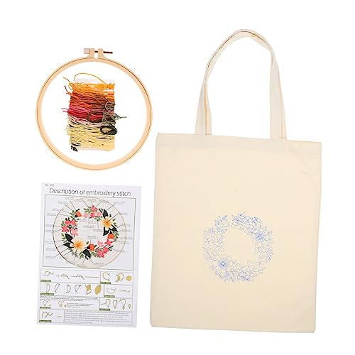 Gadpiparty Kreuzstich Set Stickset Für Tragetaschen Stickset Für Anfänger DIY Stickerei Tragetasche Handarbeit Sticktasche Stickbeutel Set Stick Organizer Weiße von Gadpiparty