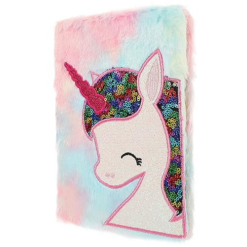 Gadpiparty Kuscheliges Einhorn Notizbuch mit Plüschüberzug Kreatives Tagebuch für Junge Mädchen für Schule Reisen und Notizen mit Buntem Fleece Muster und Glattem von Gadpiparty
