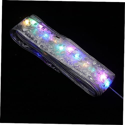 Gadpiparty LED Weihnachtsbaum Dekorationsband mit Lichterkette Batteriebetriebenes Silbernes Stoffband für Festliche Weihnachtsbeleuchtung Vielseitig Einsetzbar für Fenster Balkon Party von Gadpiparty