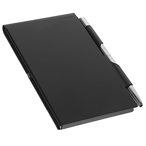 Gadpiparty Metallkartenbox Notebook Fall kleiner Bleistiftkoffer Arbeitsheft Kleines Notizbuch Tasche dünn Notepad klein mit Stift Mini Notebook Flip Aluminiumlegierung Black von Gadpiparty