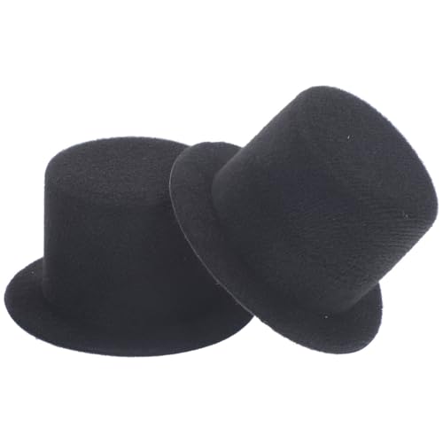 Gadpiparty Mini-Hüte für Puppen (9 x 4 cm) – schwarze kleine Puppenhüte für Bastelarbeiten, Weihnachtsschneemann, Hochzeitstortenaufsätze, Kinderverkleidungen & Foto-Requisiten, 2 Stück von Gadpiparty