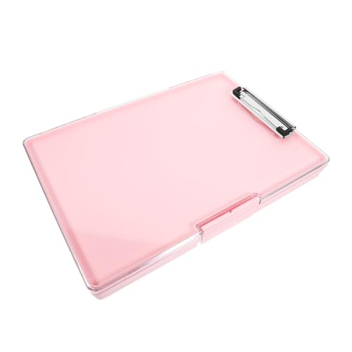 Gadpiparty Ordnerbrett Schreibtisch Planke Büro faltbar Datei Klemmbretter mit Ablagefach tragbares Klemmbrett Dokumentclip Aufbewahrungs-Klemmbrett Zwischenablage aus Kunststoff pp Rosa von Gadpiparty