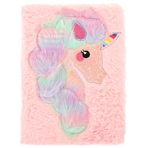 Gadpiparty Plüsch Einhorn Notizbuch für Mädchen Cartoon Handbuch mit Flauschiger Hülle für Schule Büro und Zuhause für Notizen und Zeichnungen von Gadpiparty