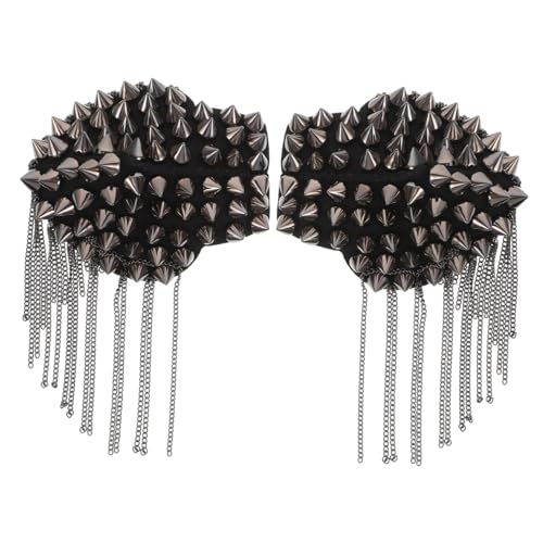 Gadpiparty Punk Schulterklappen mit Kleinen Nieten und Metallkette Retro Quasten Epauletten für Männer und Frauen Schwarze Spitze Vintage Schulterabzeichen für Jacken und Kostüme Gadpiparty Punk Schulterklappen mit Kleinen Nieten und Metallkette Retro Quasten Epauletten für Männer und Frauen Schwarze Spitze Vintage Schulterabzeichen für Jacken und Kostüme von Gadpiparty