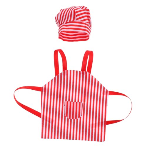 Gadpiparty Puppenschürze Kochmütze Minipuppenkleidung Puppenzubehör Machen Puppenherstellung Kit Schulmaterial Für Puppen Mini-kochmütze Miniatur-puppenhüte Mini-puppenmütze Stoff Rot von Gadpiparty