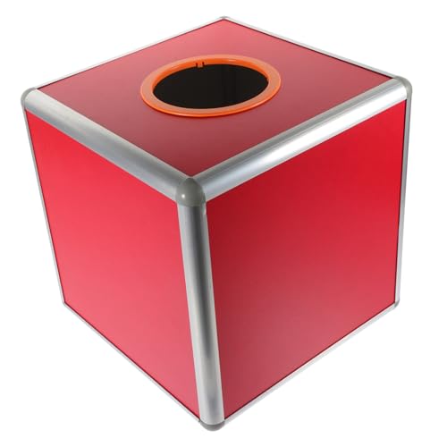 Gadpiparty Rote Aluminium-losbox Mittel Undurchsichtige Wahlurne für Faire Verlosungen Party-spiel Zubehör Stabile Raffle Ticket Box für Gewinnspiele und Events von Gadpiparty