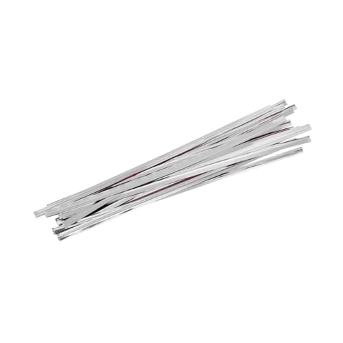 Gadpiparty Silberne Plastikbeutel Verschlussbänder mit Drahtkern Flexible Brot Geschenkband Krawatten für Süßigkeiten Kuchen Partygeschenke Einfache Handhabung und Sicherer Halt von Gadpiparty
