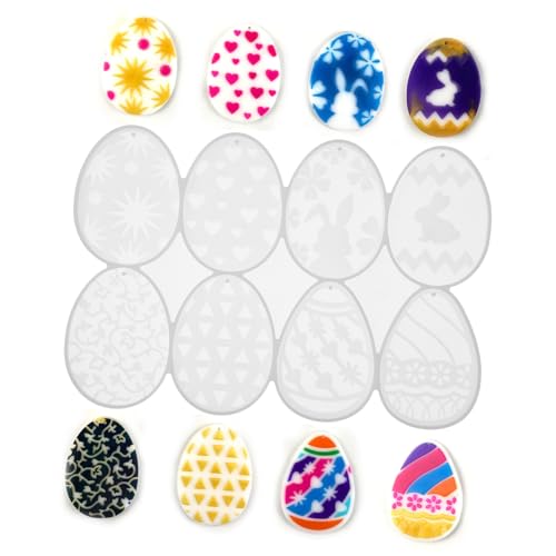 Gadpiparty Silikon Gießform Ostereier DIY Schlüsselanhänger Mold mit Hasen Design Transparente Silikonform für Kreative Bastelprojekte und Einzigartige Anhänger für Ostern von Gadpiparty