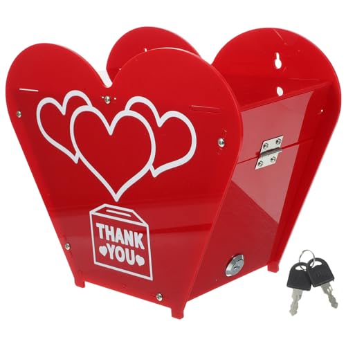 Gadpiparty Spendenbox Anregung Hochzeit Desktop -zubehör Glücklich Schreibtisch Spende Zubehör Vorschlag Zubehör Slot Spendensammlung Spendenbehälter Rot Acryl von Gadpiparty