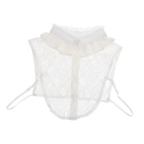 Gadpiparty Spitzen Fake Kragen Damen Bluse Abnehmbar Halbshirt Rüschen Stehkragen Weiß Leicht und Strapazierfähig für Alltag und Party von Gadpiparty
