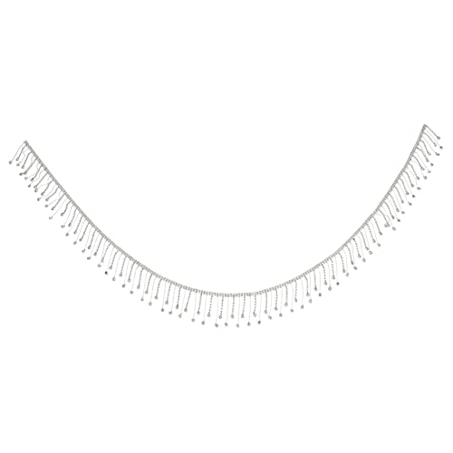 Gadpiparty Strass Quastenkette Breit Silberfarbene Glasperlen Fransenbesatz Diy Schmuck Zubehör für Kleidung Taschen Dekoration Langlebig Leicht Tragbar von Gadpiparty