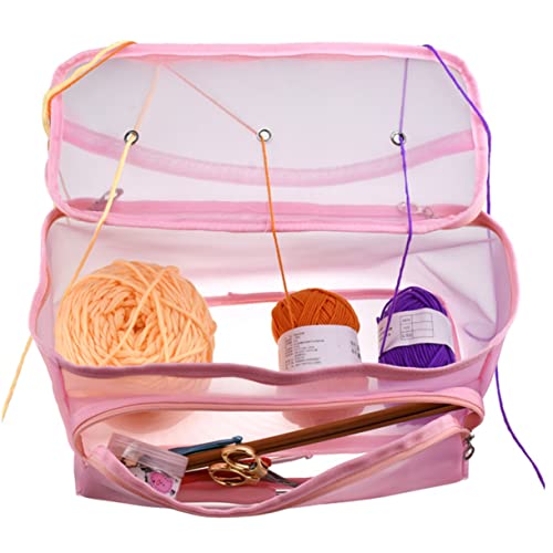 Gadpiparty Strick Organizer Strapazierfähigem Große Mesh Aufbewahrung für Stricknadeln Häkelhaken und Nähzubehör Tragbar mit Reißverschluss von Gadpiparty