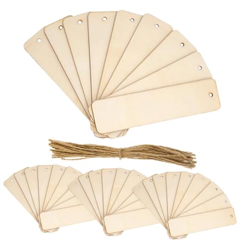 Gadpiparty Teiliges Holz Lesezeichen mit Aufhängeloch DIY Blanko Bookmarks zum Bemalen und Gestalten Vielseitige Dekoration für Schule Weihnachten Geburtstag Bastelbedarf von Gadpiparty