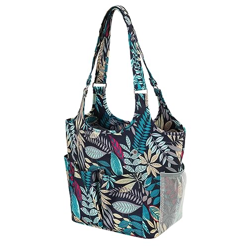 Gadpiparty Tragbarer Strickbeutel Oxford mit Blätterdesign Wollspeicherbeutel für Häkelnadeln und Zubehör für Reisen und Aufbewahrung von Gadpiparty