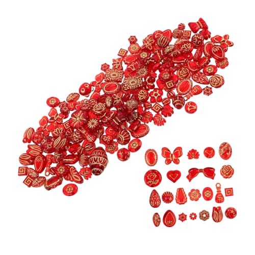 Gadpiparty Transparente Rote Glasperlen mit Goldbeschichtung Schmetterling Herz Blume Tropfen Robuste DIY Schmuckperlen für Armbänder und Halsketten Vintage Stil Mixed Formen von Gadpiparty