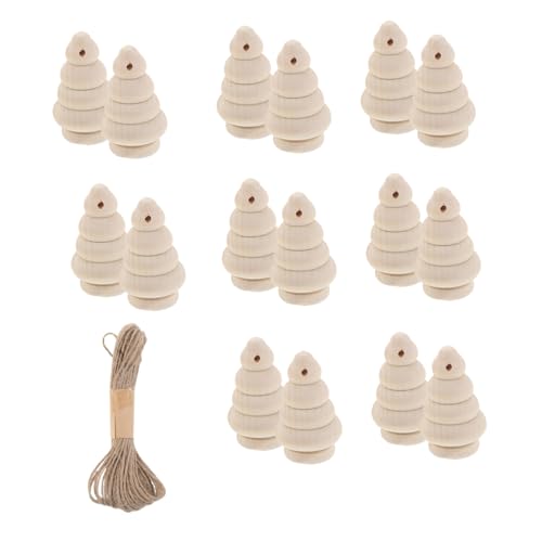 Gadpiparty Unlackierte Holz-weihnachtsbaum-anhänger mit Juteband DIY Bemalbare Holzfigur Leicht und Vielseitig Vorgebohrt für Einfaches Aufhängen für Familien-bastelprojekte und Festliche von Gadpiparty