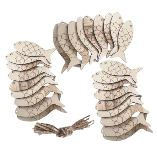 Gadpiparty Unlackierte Holzfische zum Basteln mit Juteseil DIY Fischanhänger für Kreative Holzdeko Vielseitige Fischform Ornamente zum Hängen für Heim Eventdekoration von Gadpiparty