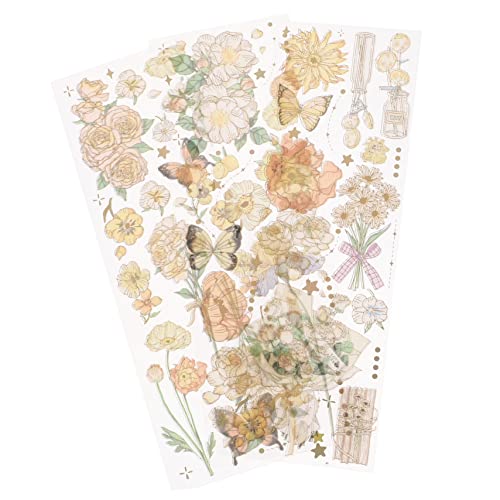 Gadpiparty Vintage Blumenaufkleber Scrapbooking Aufkleber Für Erwachsene Aufkleber Vintage Blumen Prägung DIY Hintergrundaufkleber Journaling Aufkleber Scrapbook Zubehör Das Haustier von Gadpiparty