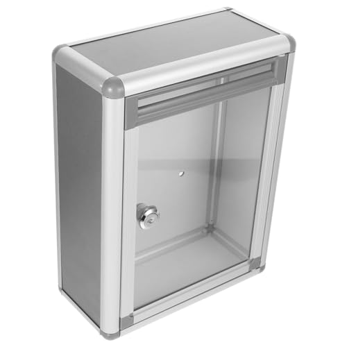 Gadpiparty Wandmontierte Briefaufbewahrungsbox aus Abschließbar Transparente Graue Sicherheitsbox für Vorschläge und Spenden Einfache Installation für Büro und Schule von Gadpiparty