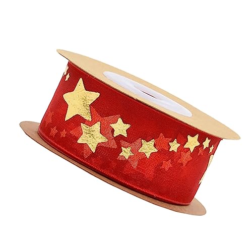 Gadpiparty Weihnachtsband mit Fünfzackigem Sternmuster Rotes Geschenkband Langlebigem Vielseitiges DIY Dekoband für Geschenkverpackung Haaraccessoires und Festliche Weihnachtsdekoration von Gadpiparty